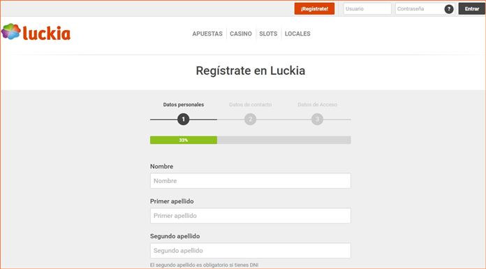 cómo registrarse en luckia