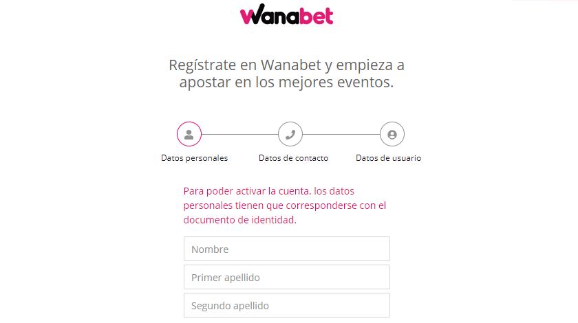 como registrarse en wanabet