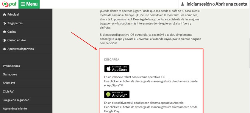 descarga paf app