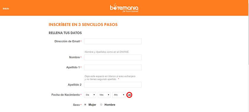 como registrarse en botemania