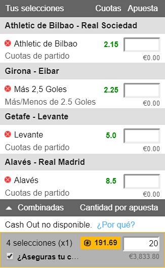 Apuestas combinadas de fútbol