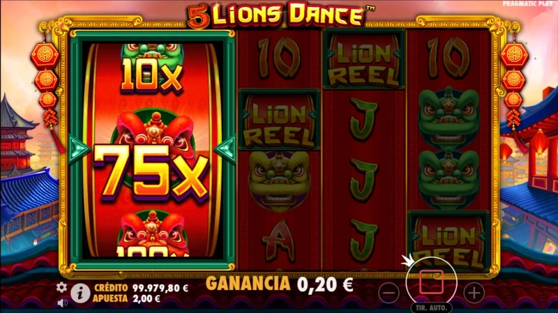 Jugar 5 Lions Dance gratis sin registro es posible en nuestra página de tragaperras gratuitas de www.casasdeapuestas.com