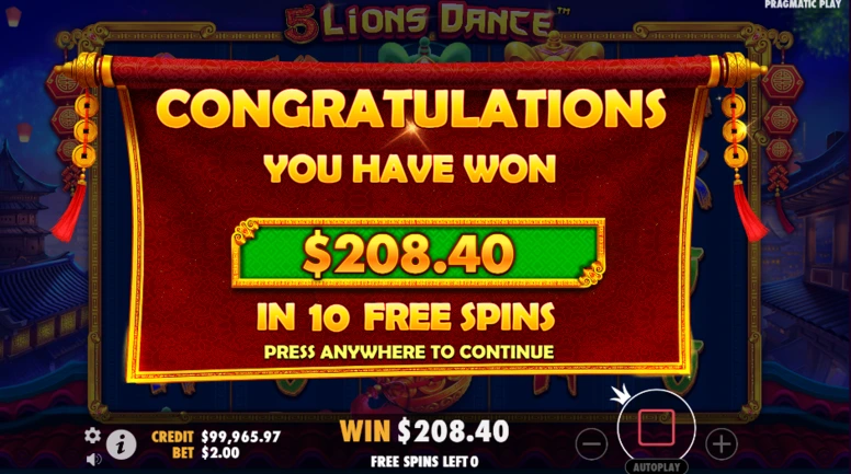 5 Lions Dance demo slot es un juego free de Pragmatic Play