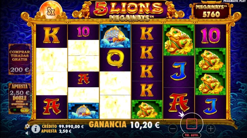 5 Lions Megaways Demo gratis disponible junto con más de 4 mil otras slots gratis en nuestra página de tragaperras.