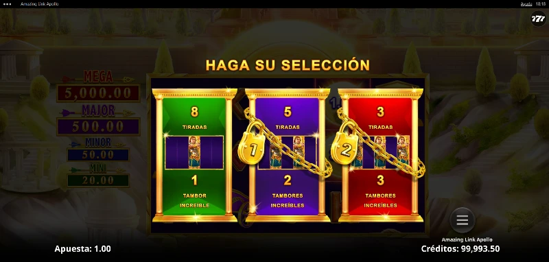 El juego de Apollo en la serie Amazing Link tiene dos tipos de bonus y una función aleatoria además de su juego base con premios por líneas.