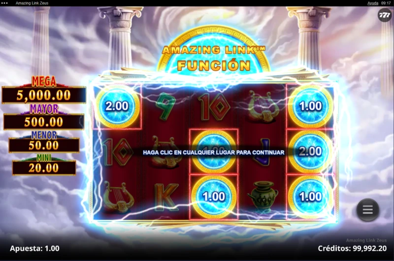 Amazing Link Zeus Slot es una slot destinada a big wins y un retorno en pequeñas cantidades cuando no hay grandes premios.
