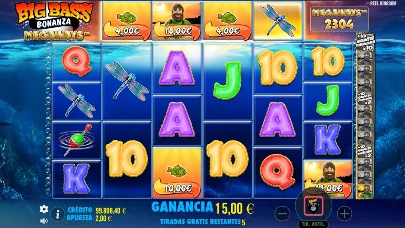 Big Bass Bonanza Megaways rtp es del 96.72%.