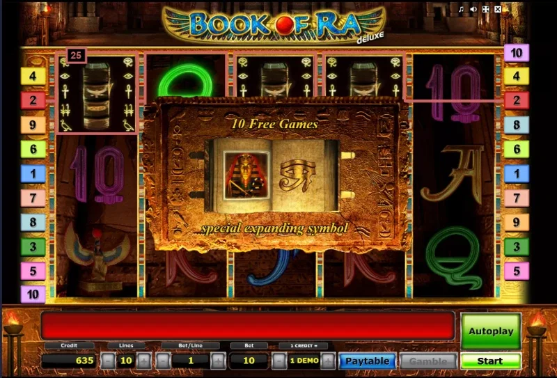 Slot Book of Ra Deluxe funciona con apuestas