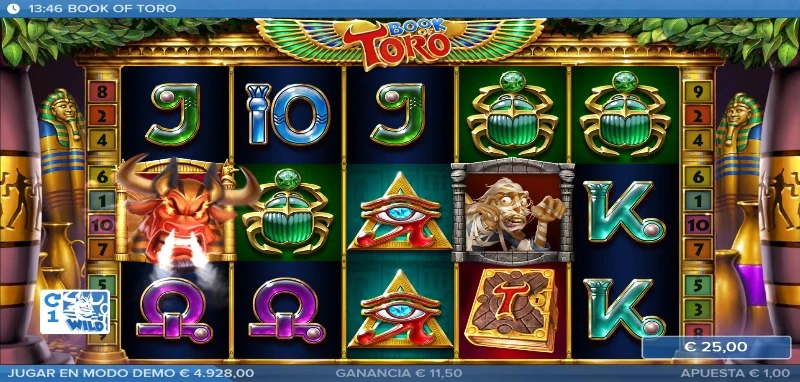 La aparición de Toro hace que se active una serie de regiros en lo que dura su paso por el grid sin consumir tiradas normales ni free spins.