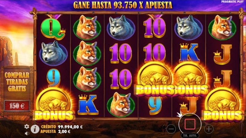 Activación del bonus al jugar Buffalo King gratis con 4 scatters en juego base