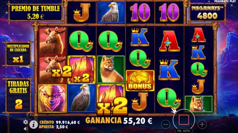Slot gratis Buffalo King Megaways disponible en nuestra página de tragaperras gratis sin necesidad de registrarte.