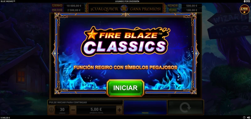 Blue Wizard es del universo Fire Blaze desarrollado por Rarestone Gaming y distribuido por Playtech.