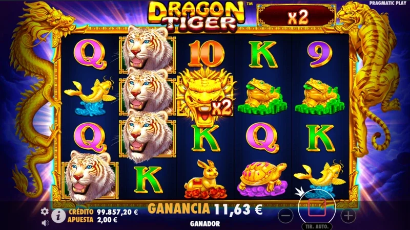 La slot Dragon Tiger se basa en el folclore chino de la oposición entre fuerzxas contrarias y complementarias.