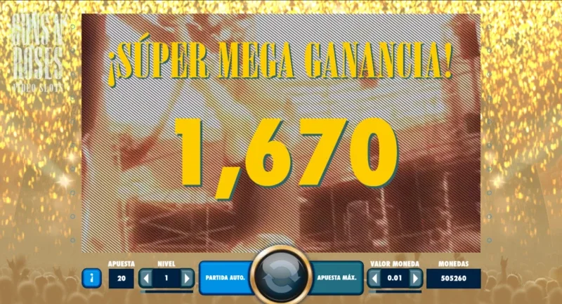 Guns N roses Slot Machine incluye 5 temas originales de la banda homónima.