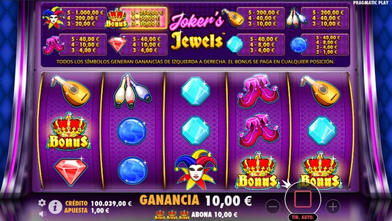 Joker Jewels Slots es una de las tragaperras online más sencillas de Pragmatic Play.