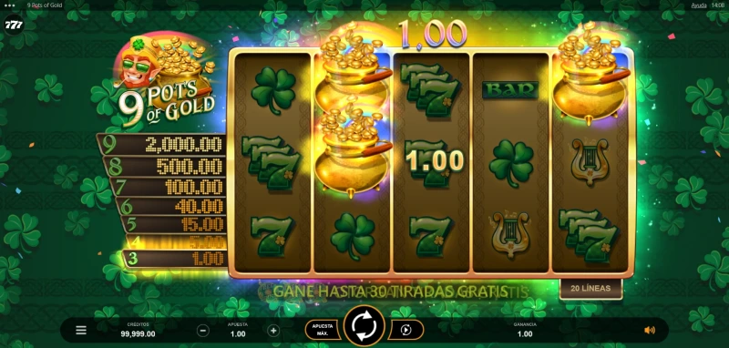 Jugar 9 Potes de oro gratis es viable en nuestro catálogo de tragaperras gratis sin resgistro.