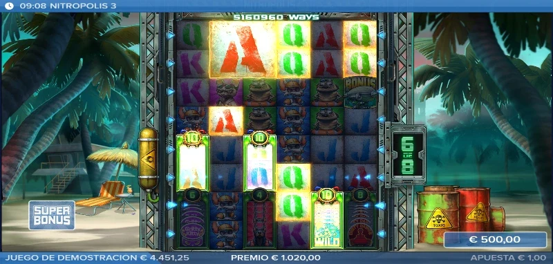 En el modo super bonus tendremos no solo el límite de filas al máximo, también activaremos el pago en ambas direcciones desde el primero giro.