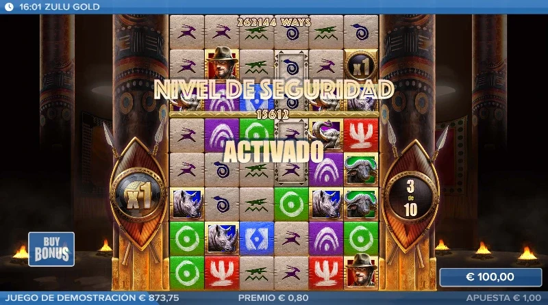 Tendremos el clásico bonus con el nivel de seguridad que fijará un mínimo de símbolos conforme vayamos logrando combinaciones y ampliando el tablero.