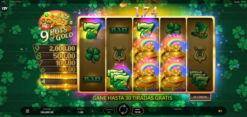 Tragaperras 9 Pots of Gold tiene la misma mecánica que 9 Masks of Fire.