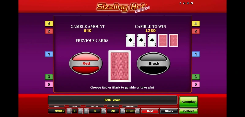 Las funciones gamble sirven para mejorar nuestros premios mediante un RNG que decidirá el color que mostrará la carta.