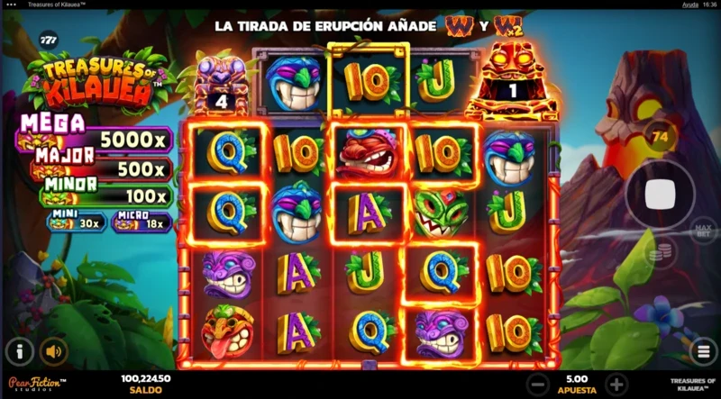 Jugar gratis Treasures of Kilauea es posible en nuestra página web junto al análisis completo de la tragamonedas.