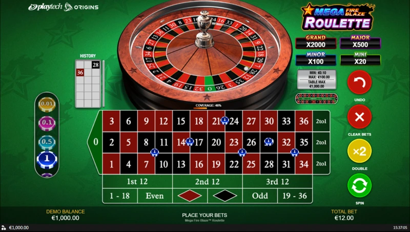 Mega Fire Blaze Roulette gratis está disponible en Casas de Apuestas para jugar.