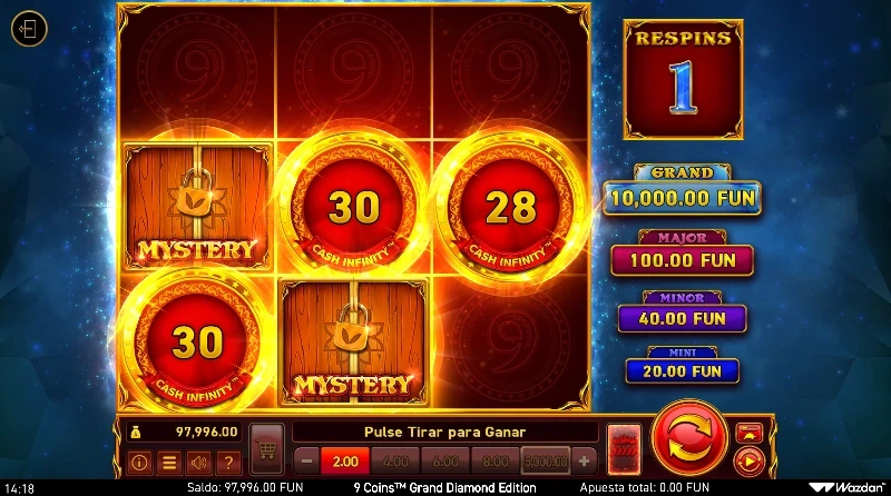 Los símbolos Cash Infinity tienen una característica pegajosa durante el juego base, quedándose fijos una vez que aparecen sobre el tablero hasta la activación del bonus.