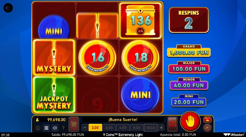 En un tablero 3x3 de slot bar tendremos una única línea de juego que no otorga un premio, sino que activa su bonus desde el cual podremos conseguir diferentes recompensas instantáneas.