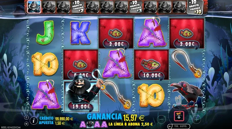 El pescador actuará como Wild y recolector de premios en efectivo en el juego bonus.