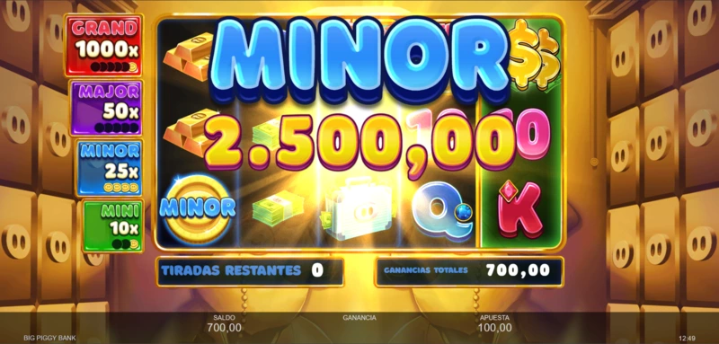 Big Piggy Bank Jackpots: existen 4 y pueden ganarse varias veces.