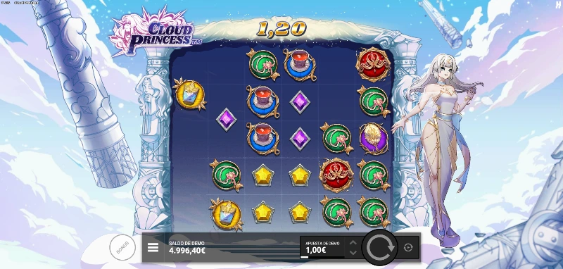 La estética de chica mágica tipo animación japonesa nos muestra un etéreo espacio junto a la Princesa de las Nubes en cuestión.