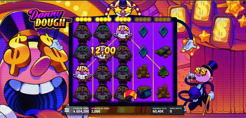 Donny Dough return to player es variable según en qué operador virtual juegues, como si compras algún featurespins.