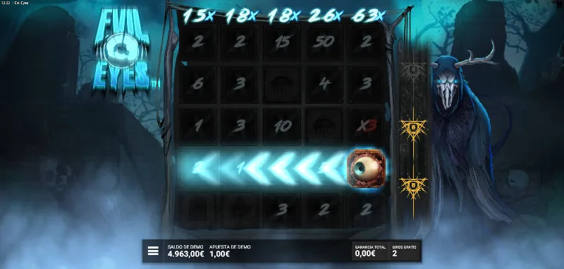 La mecánica de bonus de Evil Eyes es la misma que encontramos en Chaos Crew.