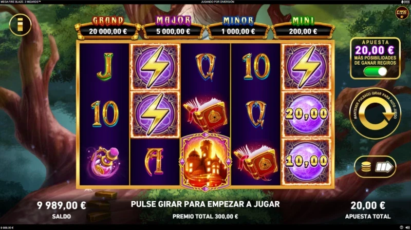 3 Wizards Mega Fire Blaze demo gratis para probar cómo funcionan los poderes de los 3 magos juntos.