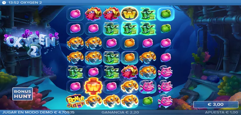 El juego tiene figuras de colores saturados sobre un fondo azul oscuro dentro de la línea de animales marinos de aspecto cartunesco.