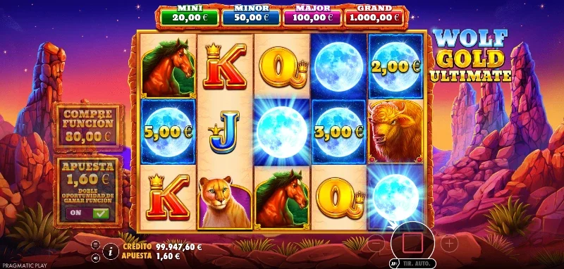 En el juego base podremos tener la suerte de que en una tirada donde nos falten símbolos lunas, estos aparezcan aleatoriamente hasta un mínimo de 6.