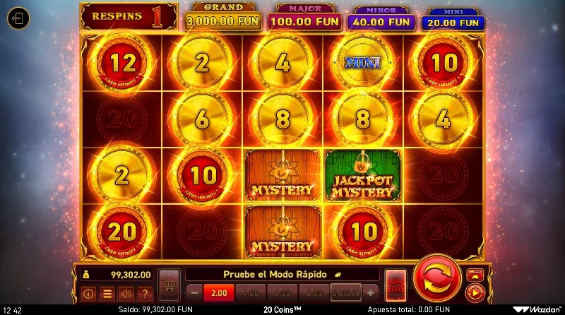 Los valores Cash tienen un rango entre x1 y x5 la apuesta, mientras que las monedas rojas pueden marcar valores desde x5 y hasta x10.