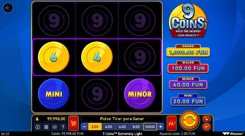 La saga Coins se caracteriza por ser una línea de tragamonedas que ofrece sencillez en su juego donde todo gira en torno al bonus y la posibilidad de doblar luego nuestra recompensa con la función gamble de doble o nada.