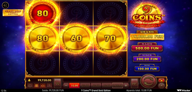 El Grand Jackpot es el max win de la tragamonedas de Wazdan y se logra al completar el tablero por completo.