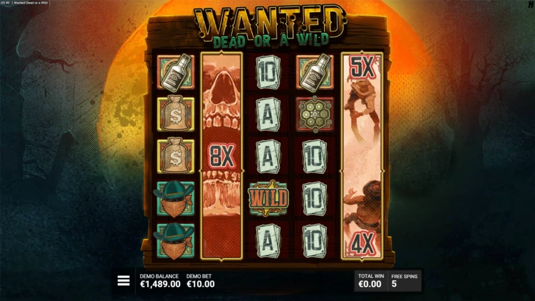 Wanted slot funciona en una cuadrícula de 5x5