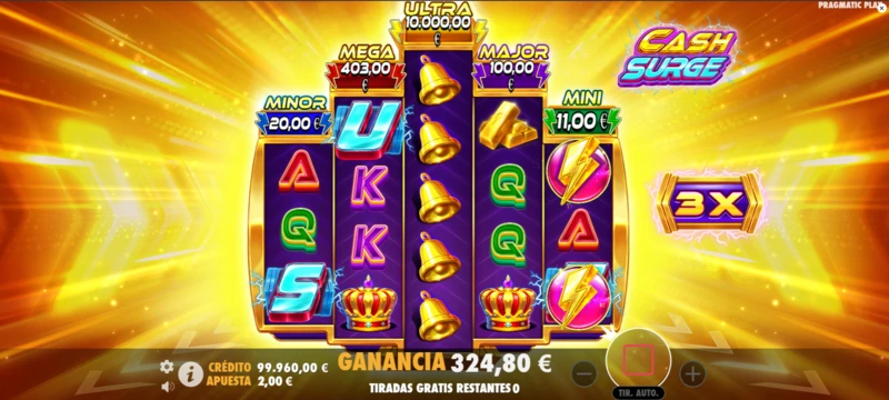 Puedes jugar Cash Surge Slot gratis en nuestro catálogo de tragaperras gratuito sin registro alguno.
