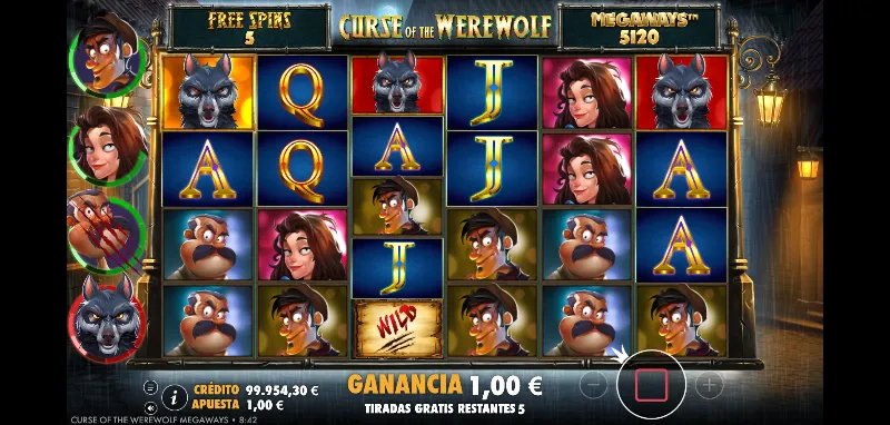 Curse of the Werewolf Megaways slot es una tragamonedas online con alto RTP.