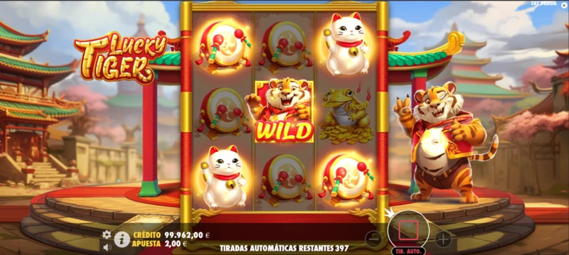Lucky Tiger gratis de Pragmatic está disponible como versión demo en nuestro portal de tragaperras sin necesidad de registro alguno.