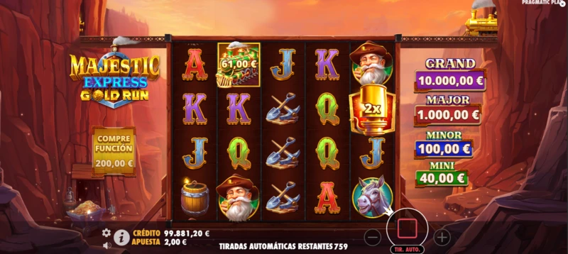 Jugar gratis a Majestic Express es una buena oportunidad para conocer sus mecánicas y fases especiales.