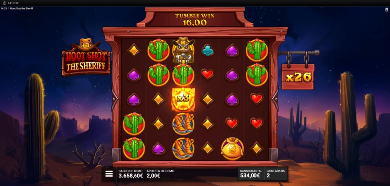 Hoot Shot the Sheriff demo slot disponible junto con el análisis completo slot del juego.