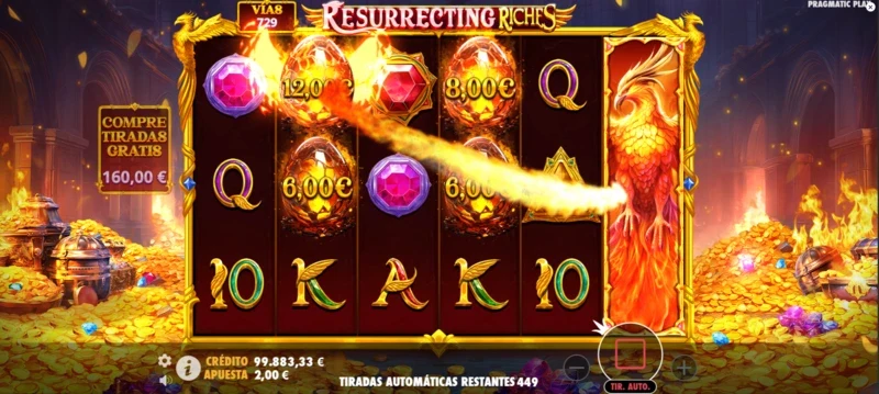 Resurrecting Riches de Prgamatic Play es una slot con fuerte carga visual y elaboradas animaciones.