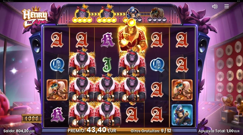 Los mayores pagos los otorga la figura de Herny el Gorila. Con cada Henry dorado aumentaremos nuestras tiradas sin coste y eliminaremos figuras de menor valor.