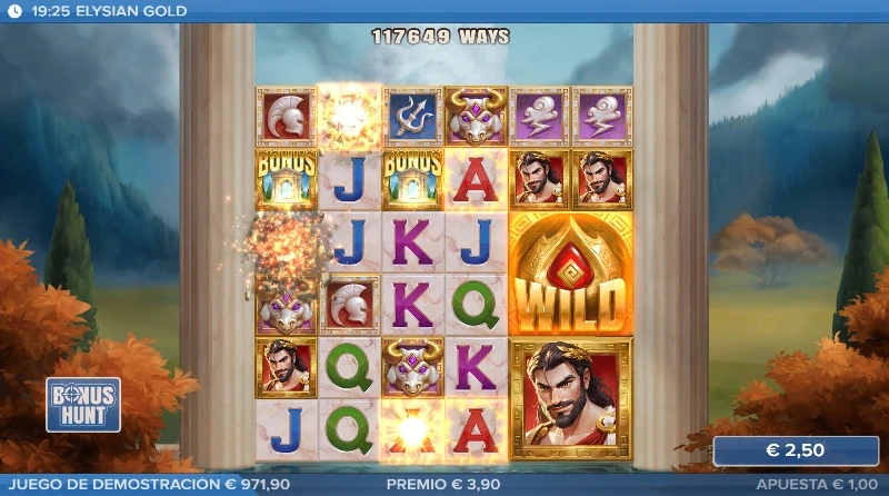 El elegante arte hace honor al mito de los campos Elíseos según la mitología griega con materiales como el oro y el mármol blanco.