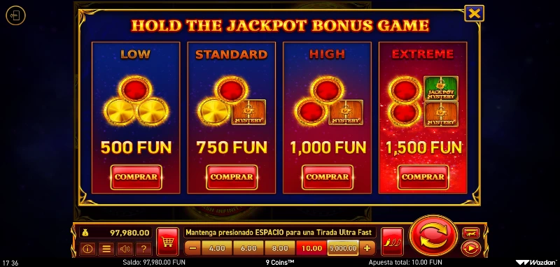 La compra de bonus en Coins 9 slot promete diferentes figuras desde el comienzo según el precio que pagues.
