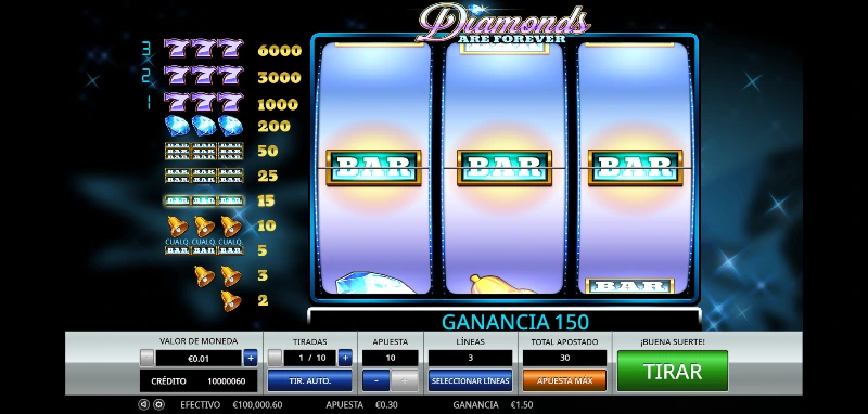 Podemos lograr diferentes premios gracias a la variada tabla de premios que tenemos a la izquierda de la cuadrícula.